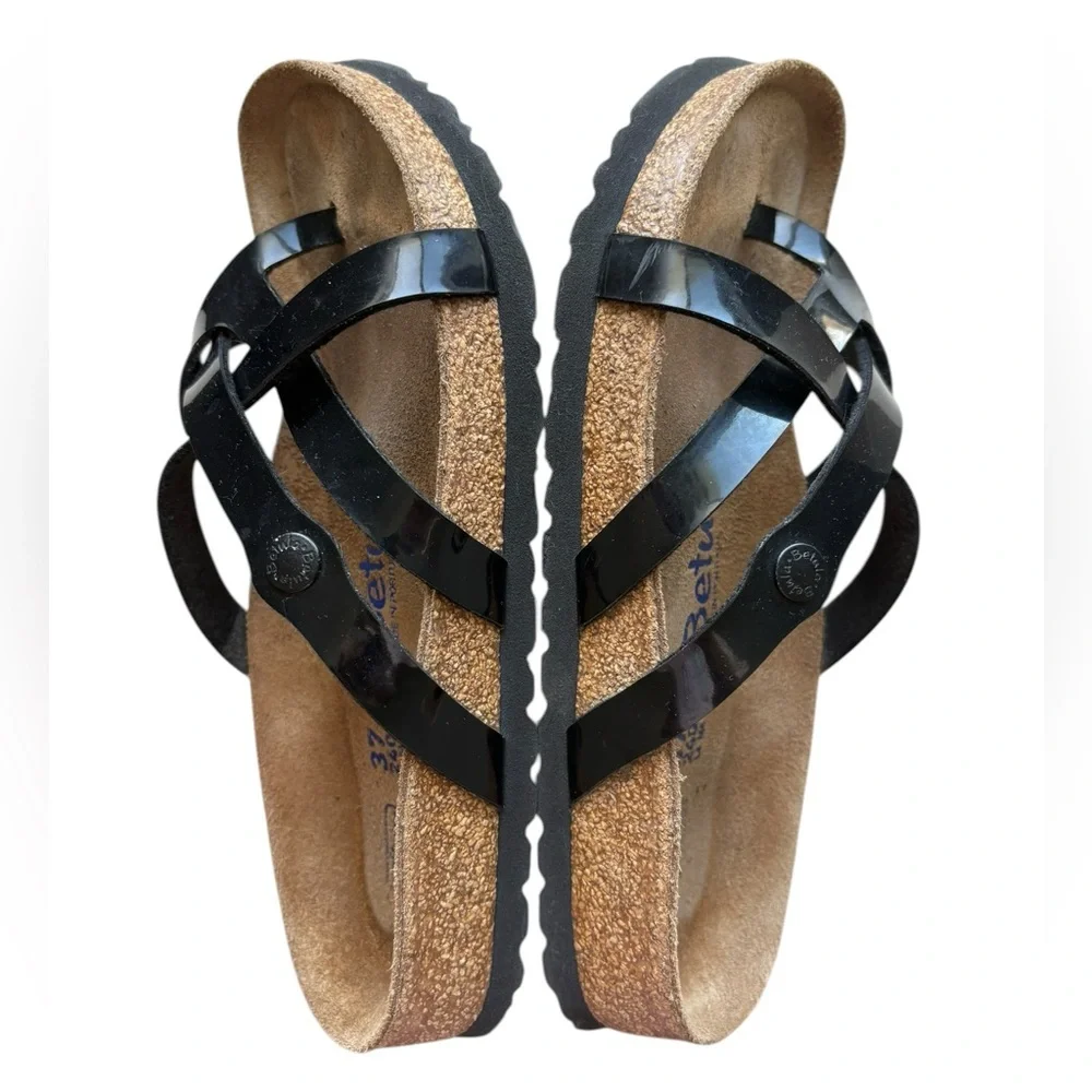 Birkenstock Betula Vinja Soft Footbed Patent Croc Black Sandals Size 37/US6